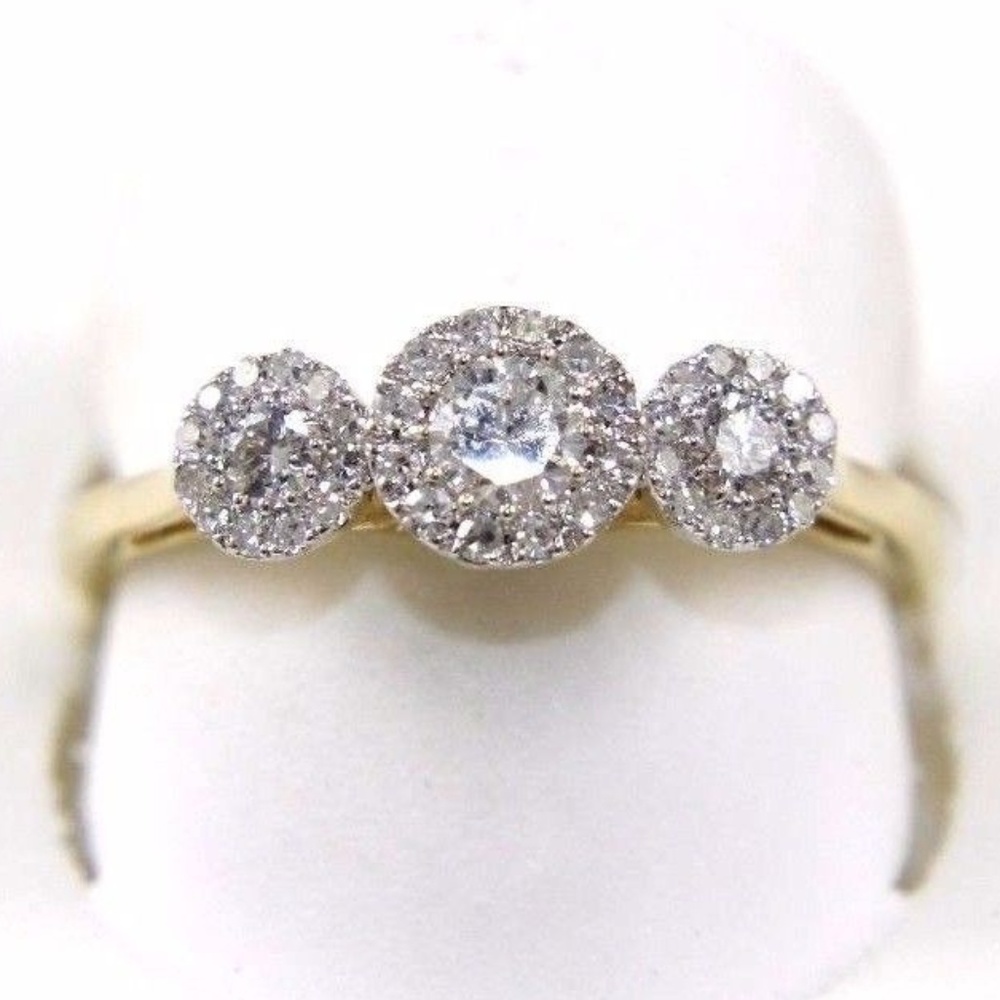 Trinity Round Diamond Engagement Ring 14k YG .45Ct